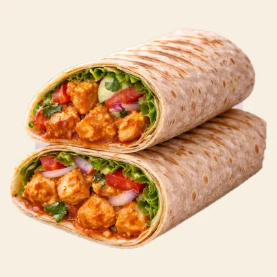 Paneer Butter Masala Wrap, aufgeschnitten